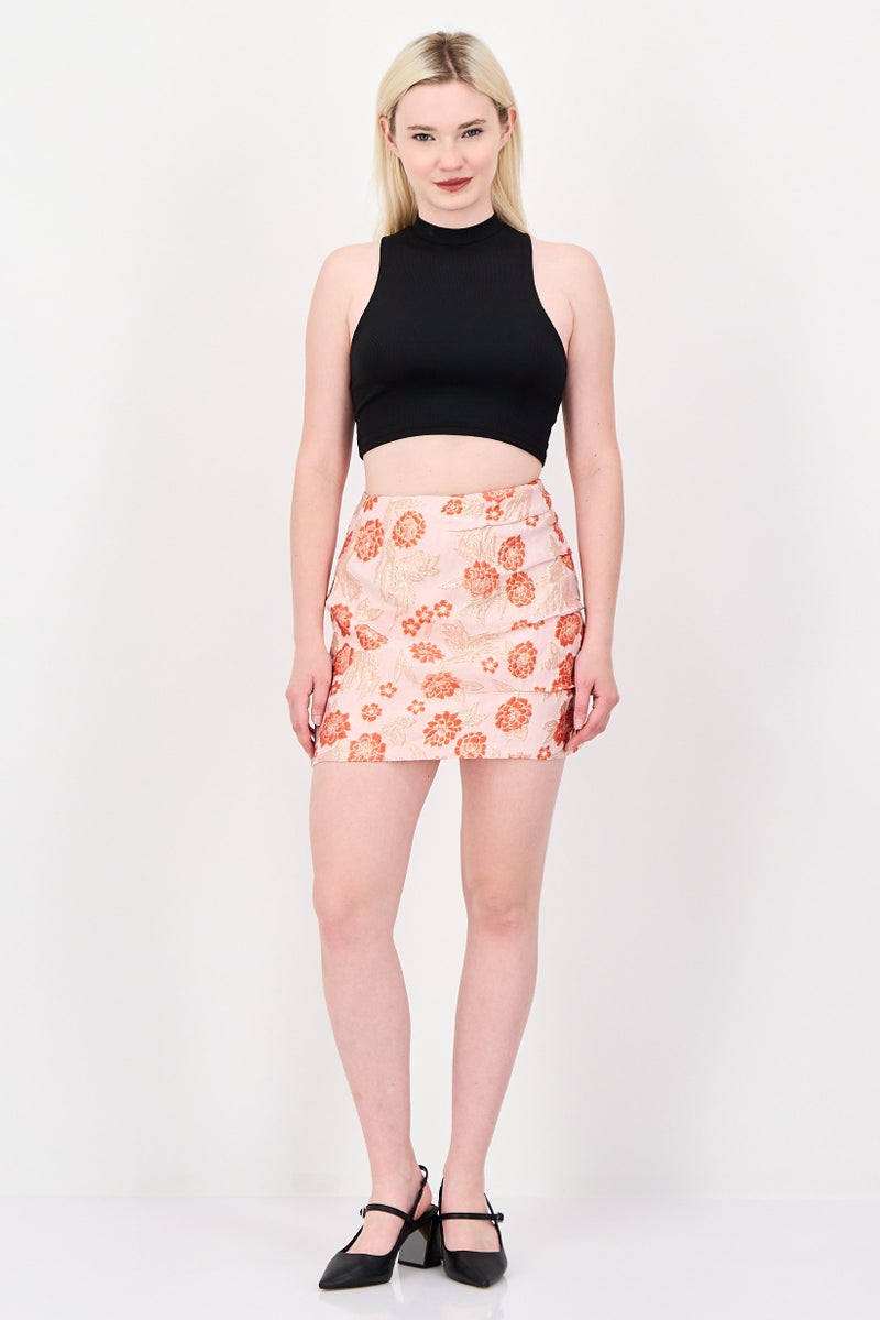 Lulus Women Floral Print Mini Skirt, Multicolor - Image 2